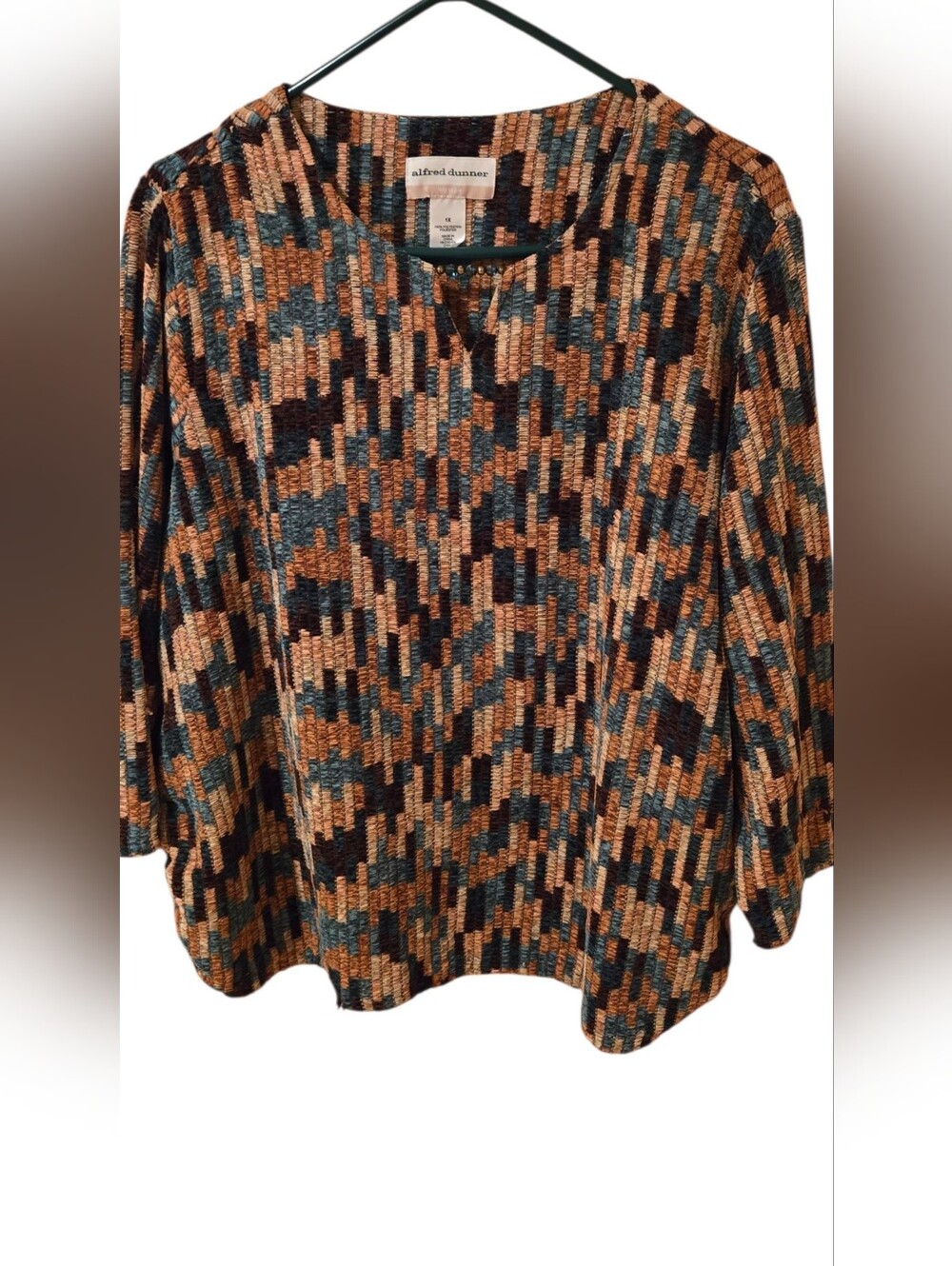 Alfred Dunner Women's Multicolor Patterned Crew Neck Sweater Size 1X